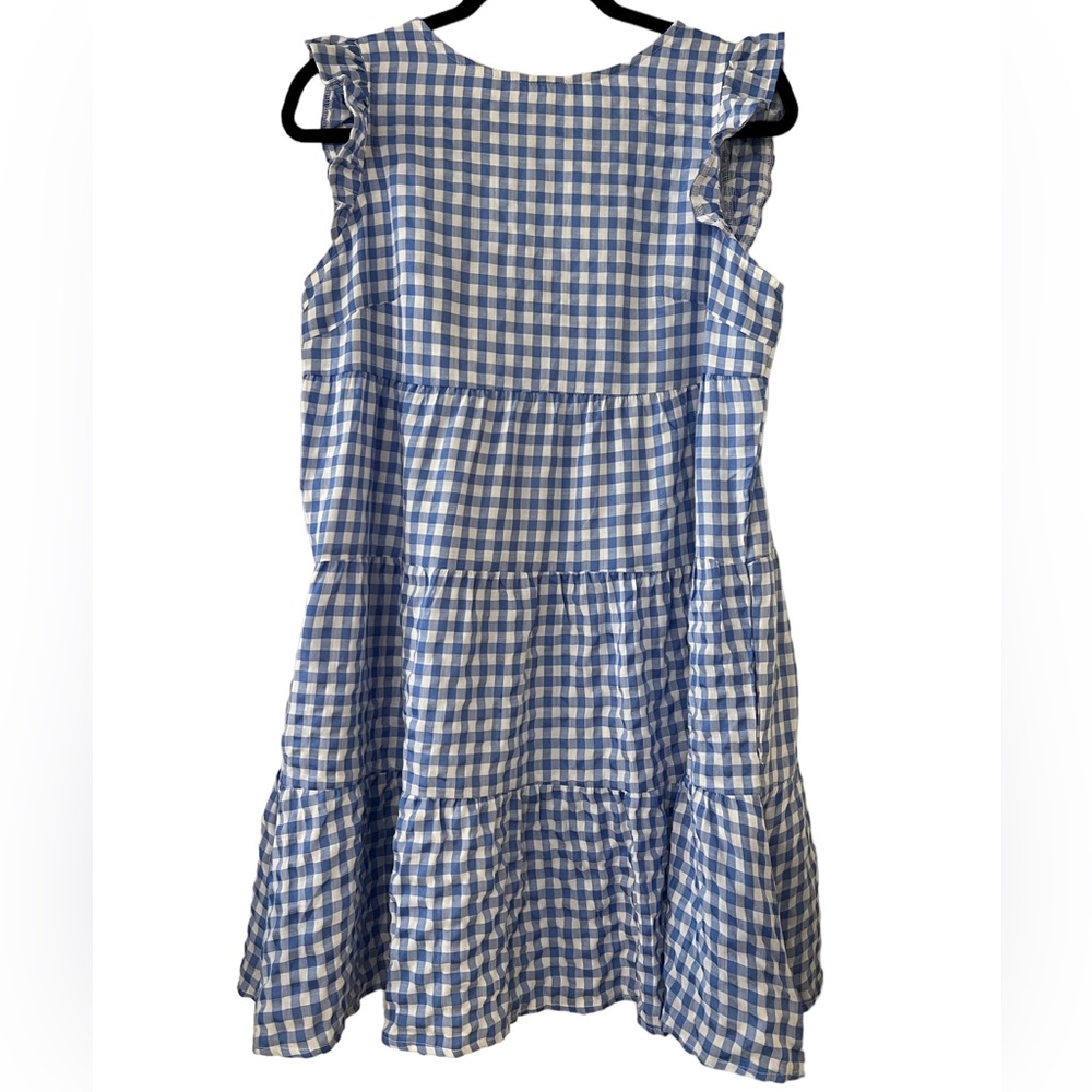 BRAND NEW — KIRUNDO-Amazon Blue & White Plaid Swing Mini Dress